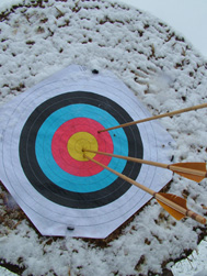 Snow on an archery target