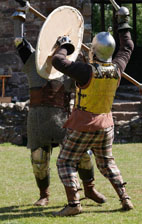 Armoured combatants at Raglan Castle